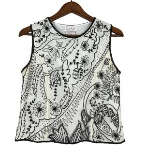 Vintage Lawrence Kozar Beaded Silk Top Blouse Formal Tunic - M